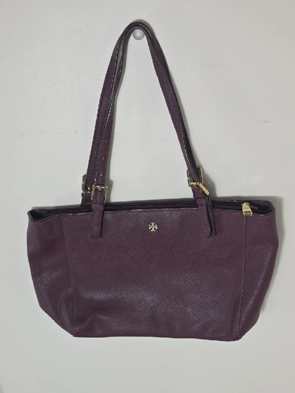 Tory Burch Burgundy Leather Medium York Buckle Tote